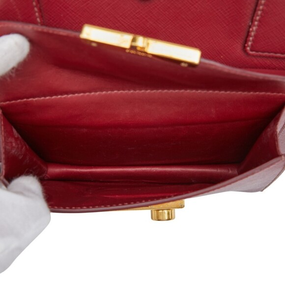 PRADA Red Leather Saffiano Shoulder Bag - Picture 11 of 16